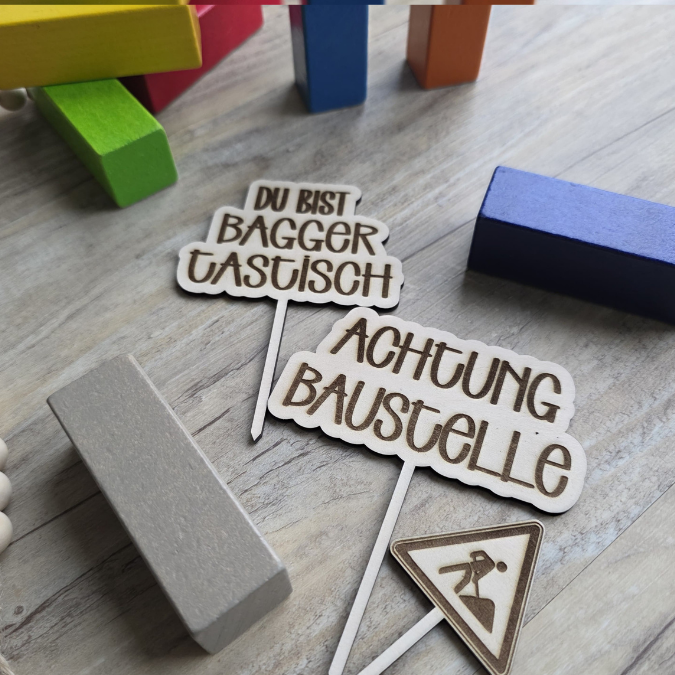 SVG Laserdatei 21er Set Caketopper Baustelle Bagger Verkehr inkl. Zahlen Pflanzenstecker Gescheinkidee Junge Kuchen SVG Datei – Bild 8