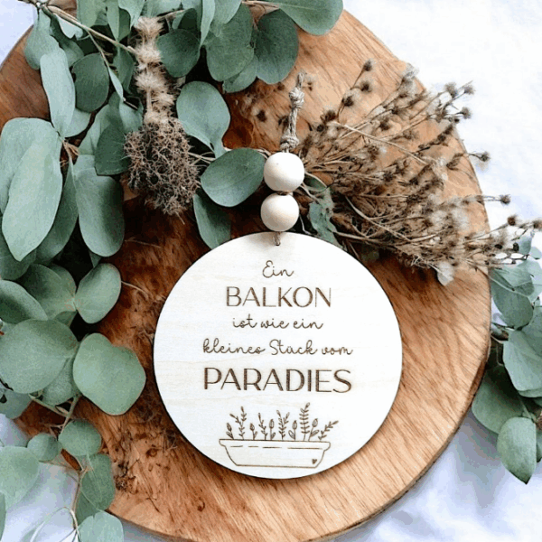 SVG Laserdatei 4er Set Holzscheiben Balkon Balkonien Lieblingsplatz Blumen Gravur SVG Datei – Bild 7