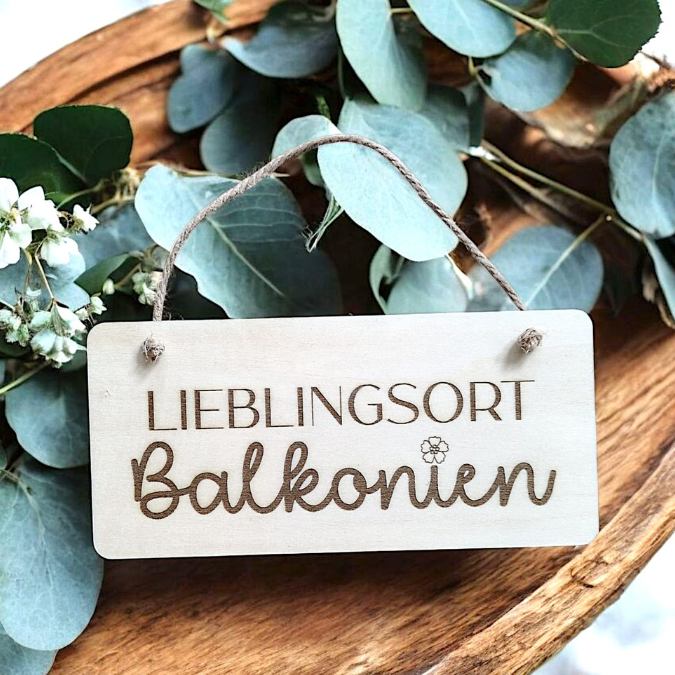 SVG Laserdatei 4er Set Holzscheiben Balkon Balkonien Lieblingsplatz Blumen Gravur SVG Datei – Bild 4