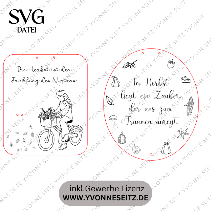 SVG Datei 2 Designs Schilder Holzscheiben Herbst Laserdatei Fahrrad Herbstzauber Herbstliebe Herbstvibes – Bild 2