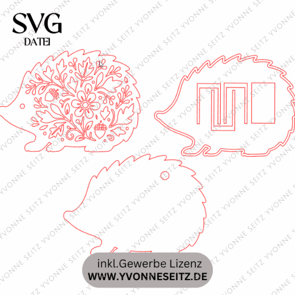 SVG Laser Herbst Datei Lichtigel Igel für Transparentpapier Leuchtigel Lichterkette Lichtdatei Leuchtdatei Laserdatei SVG Datei – Bild 2