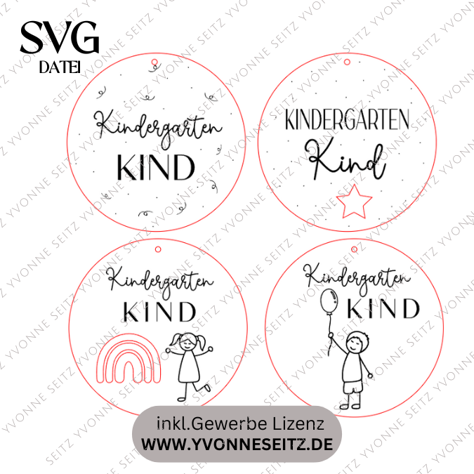 SVG Laserdatei Kindergartenkind Anhänger für Rucksack Kinderzimmer 4 Designs Kindergarten Gescheinkidee Junge Mädchen SVG Datei – Bild 2