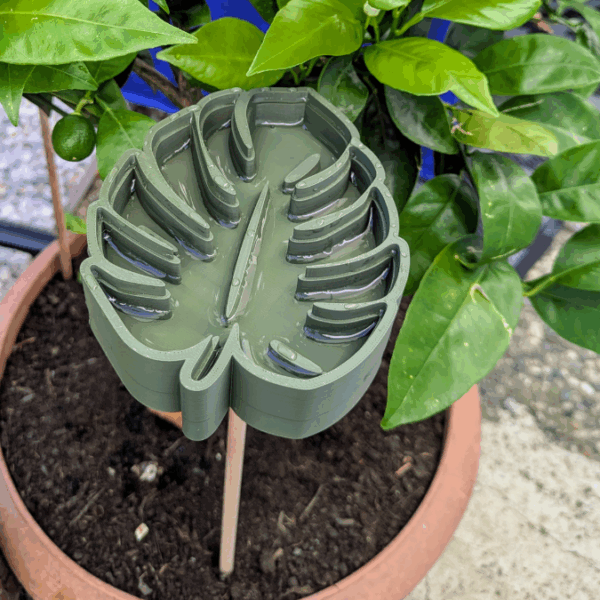 STL 3D Druck Datei Insektentränke Monstera Blatt für 8mm & 10mm Stäbe Bienentränke Schmetterlingtränke Garten Blumentopf Bambu Sommer – Bild 9