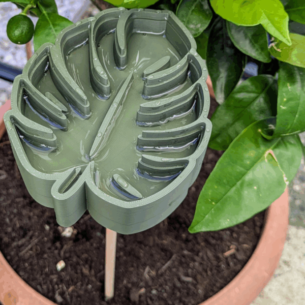 STL 3D Druck Datei Insektentränke Monstera Blatt für 8mm & 10mm Stäbe Bienentränke Schmetterlingtränke Garten Blumentopf Bambu Sommer – Bild 10