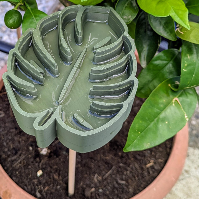 STL 3D Druck Datei Insektentränke Monstera Blatt für 8mm & 10mm Stäbe Bienentränke Schmetterlingtränke Garten Blumentopf Bambu Sommer – Bild 10
