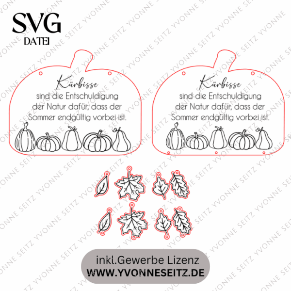SVG Datei Herbst Deko Türdeko Wanddeko Kürbisse ink Anhänger Blätter Laserdatei Herbstzauber Herbstliebe Herbstvibes – Bild 2