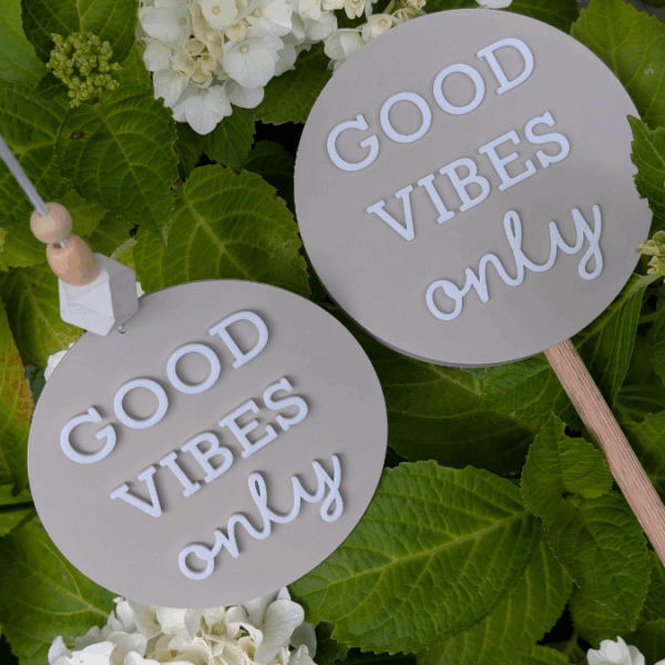 STL 3D Druck Datei Gartenstecker UND Schild zum aufhängen "Good vibes only" Statement Beetstecker Pflanzenstecker für 8mm & 10mm Stäbe Bambu – Bild 5