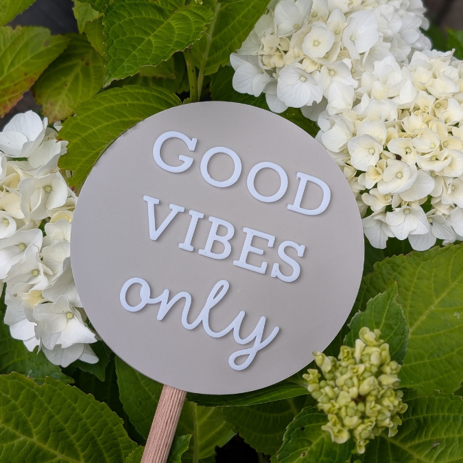 STL 3D Druck Datei Gartenstecker UND Schild zum aufhängen "Good vibes only" Statement Beetstecker Pflanzenstecker für 8mm & 10mm Stäbe Bambu – Bild 6