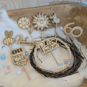 SVG Laserdatei Caketopper Geburtstag Gute Laune Mix Positive Good vibes inklusive Zahlen Kuchenstecker Pflanzenstecker SVG Datei