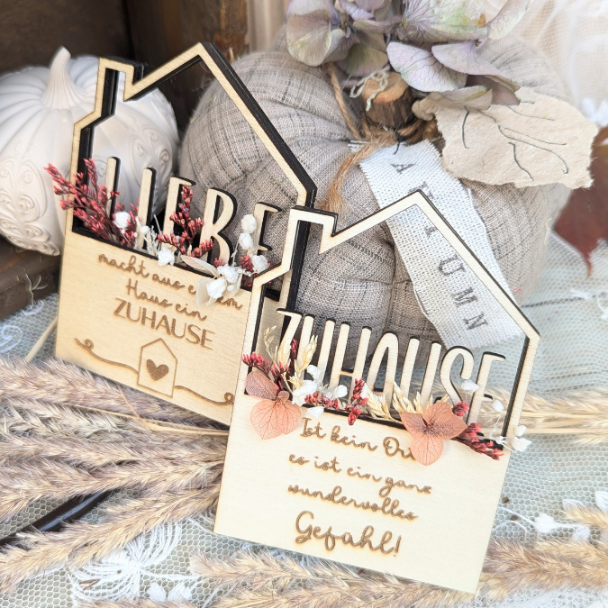 6 Designs Häuser zum füllen mit Blumen oder Geld Zuhause Heimat Home Freundschaft Deko Danke SVG Laserdatei Lasercut – Bild 24
