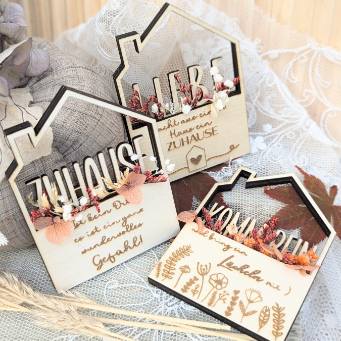 6 Designs Häuser zum füllen mit Blumen oder Geld Zuhause Heimat Home Freundschaft Deko Danke SVG Laserdatei Lasercut – Bild 25