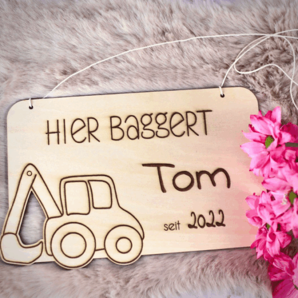 SVG Laserdatei 4er Set personalisierbare Schilder Baustelle Baustellenfahrzeuge Kinderzimmerdeko Türschild SVG-Datei – Bild 6