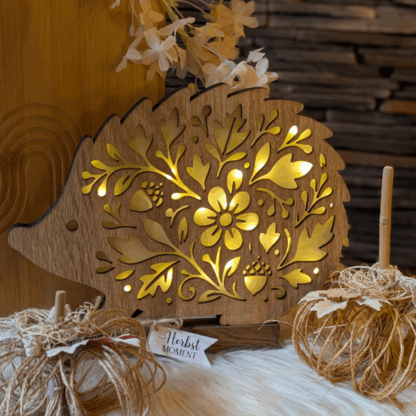 SVG Laser Herbst Datei Lichtigel Igel für Transparentpapier Leuchtigel Lichterkette Lichtdatei Leuchtdatei Laserdatei SVG Datei – Bild 7