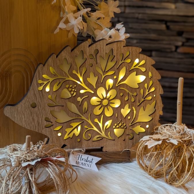 SVG und DXF Laser Herbst Datei Lichtigel Igel für Transparentpapier Leuchtigel Lichterkette Lichtdatei Leuchtdatei Laserdatei SVG Datei – Bild 7