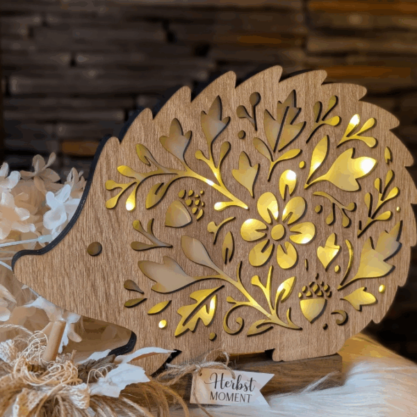 SVG Laser Herbst Datei Lichtigel Igel für Transparentpapier Leuchtigel Lichterkette Lichtdatei Leuchtdatei Laserdatei SVG Datei – Bild 8