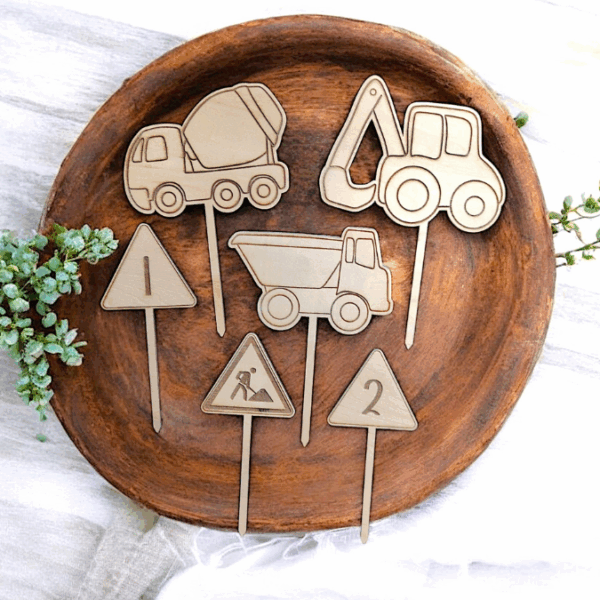 SVG Laserdatei 21er Set Caketopper Baustelle Bagger Verkehr inkl. Zahlen Pflanzenstecker Gescheinkidee Junge Kuchen SVG Datei – Bild 10