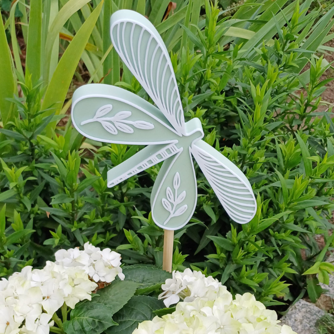 3D Druck Datei STL Stecker Gartenstecker Libelle Schmetterling Pflanzen Homedecor Outdoor Deko Beetstecker Pflanzenstecker für 8mm & 10mm Stäbe