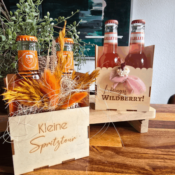 SVG Laserdatei 3 mm & 4mm Geschenkbox für 2 kleine Lillet Aperol Flaschen Flaschenbox Summermoments Little Things Spritztour SVG Datei – Bild 6