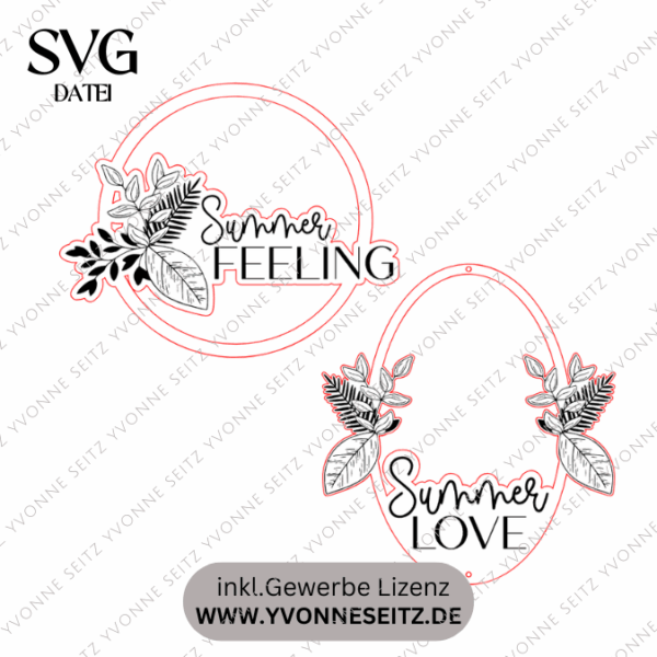 SVG Laserdatei Kranz 2er Set Kränze Summer Feeling Geschenkidee SVG Datei – Bild 2