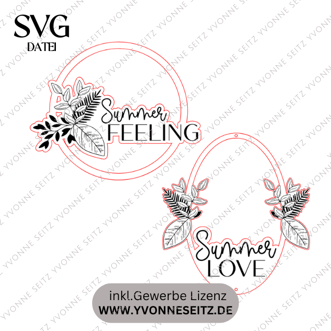 SVG Laserdatei Kranz 2er Set Kränze Summer Feeling Geschenkidee SVG Datei – Bild 2