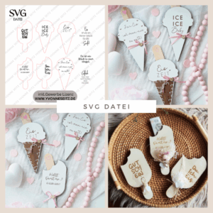SVG Laser Datei Eis 6 Designs Gutscheinverpackung Geldgeschenk Gutscheine Geschenkidee Sommer SVG Datei