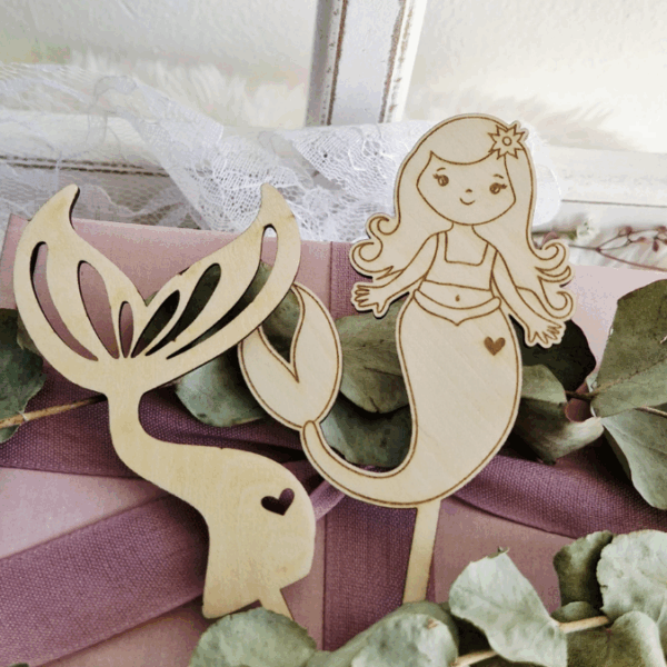 SVG Laserdatei Caketopper Geburtstag Meerjungfrau Mermaid Ocean Meer Muscheln Unterwasserwelt Kuchenstecker Pflanzenstecker SVG Datei – Bild 12