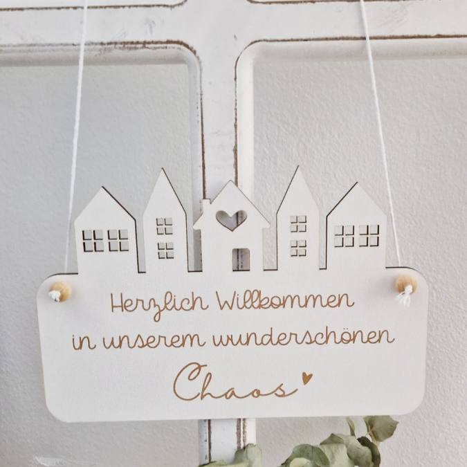 SVG Laserdatei 4 Designs Tütschild Aufhänger Hereinspaziert Tür Deko Wanddeko Willkommen Häuser personalisierbar SVG Datei – Bild 10