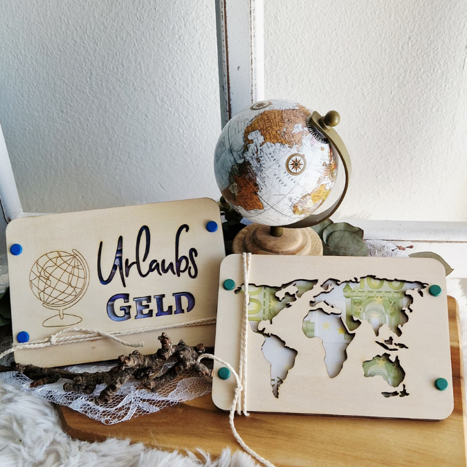 SVG Laserdatei Urlaub Reise Flitterwochen Hochzeit Geldgeschenk Verpackung für Geld 6 Designs Gutscheinkarten SVG-Datei – Bild 3