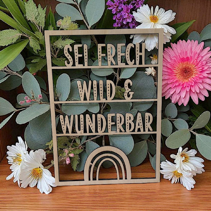 SVG Laserdatei Wanddeko Wandbilder Wandbild Rahmen Sei frech wild und wunderbar Kinderzimmerdeko SVG Datei – Bild 10