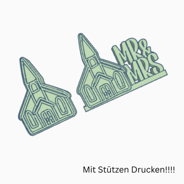 STL 3D Druck Datei 2er Set Kirchliche Hochzeit Kirche Mr & Mrs Geldgeschenk mit Platz für Blumen und Geld 3D Datei – Bild 3