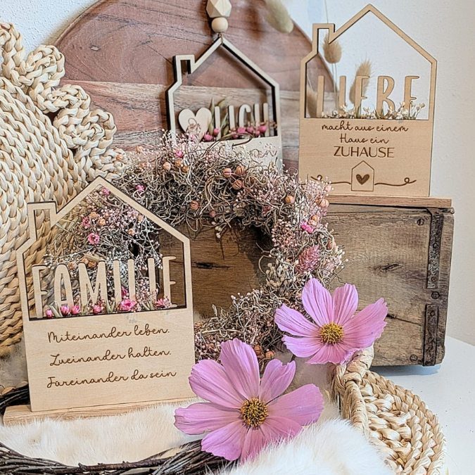 6 Designs Häuser zum füllen mit Blumen oder Geld Zuhause Heimat Home Freundschaft Deko Danke SVG Laserdatei Lasercut – Bild 11
