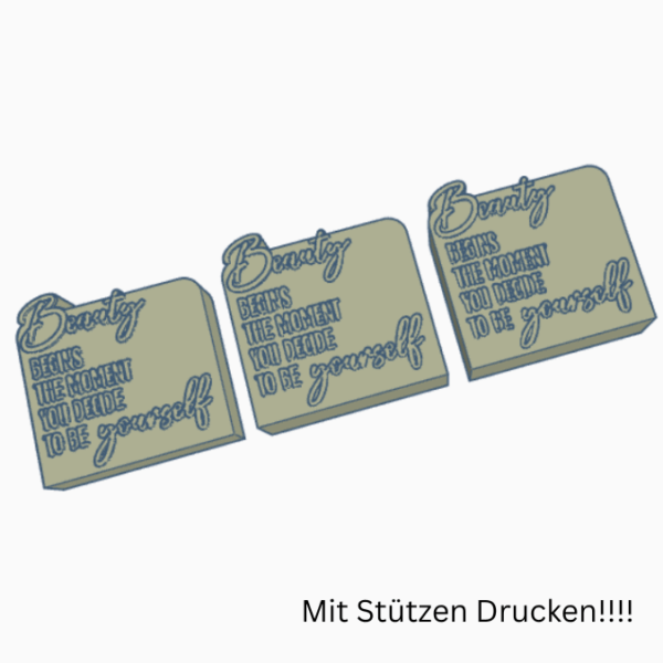 3D Druck Datei STL 3er Set Kosmetikpinsel Halter & Aufsteller "Beauty begins the moment you decide to be yourself" Frauen Geschenkidee Deko – Bild 2