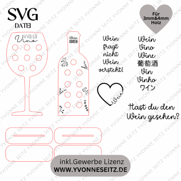 SVG Laserdatei Weinkorkenständer 3mm und 4mm Halter für Korken Wein SB Lädchen Schrankladen Präsenter SVG Datei – Bild 2
