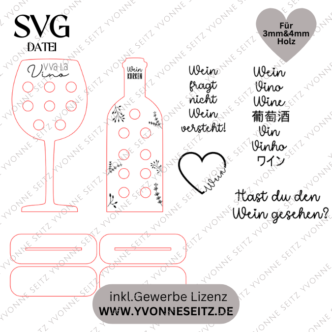 SVG Laserdatei Weinkorkenständer 3mm und 4mm Halter für Korken Wein SB Lädchen Schrankladen Präsenter SVG Datei – Bild 2