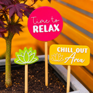 STL 3D Druck Datei Gartenstecker 3er Set Relax Chill out area Lotusblume Statement Gartenliebe Beetstecker Pflanzenstecker für 8mm & 10mm Stäbe