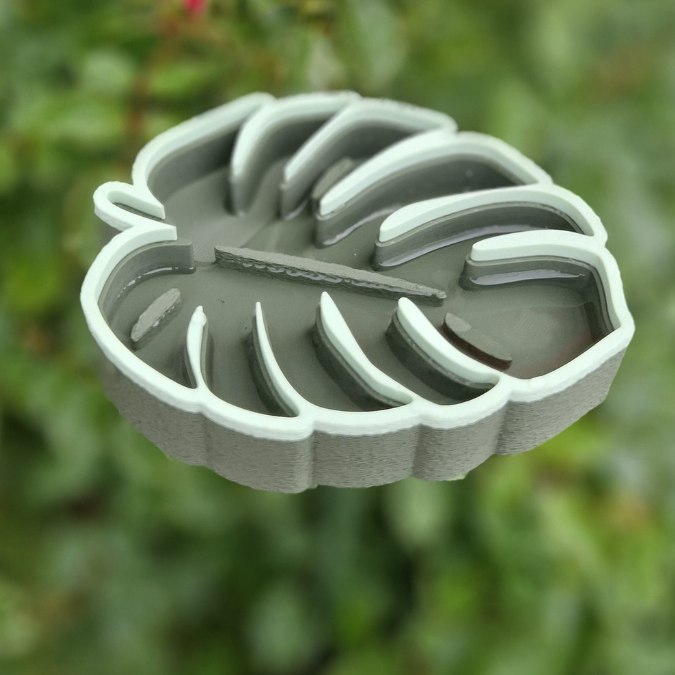 STL 3D Druck Datei Insektentränke Monstera Blatt für 8mm & 10mm Stäbe Bienentränke Schmetterlingtränke Garten Blumentopf Bambu Sommer – Bild 3