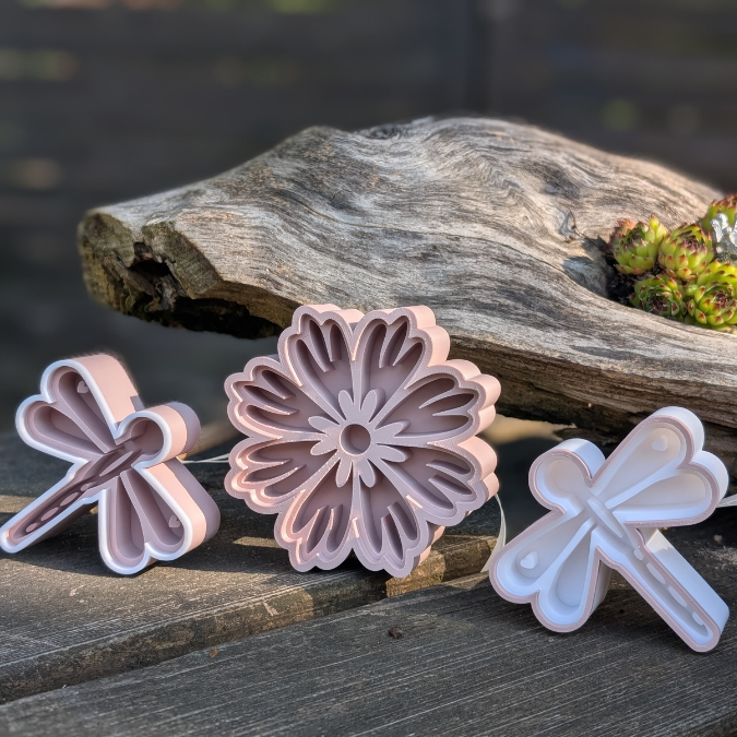 STL 3D Druck Datei Insektentränke Blume Blümchen Blatt für 8mm & 10mm Stäbe Bienentränke Schmetterlingtränke Garten Blumentopf Bambu Sommer – Bild 11