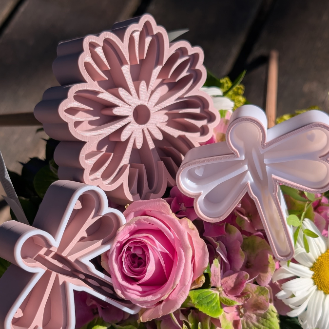 STL 3D Druck Datei Insektentränke Blume Blümchen Blatt für 8mm & 10mm Stäbe Bienentränke Schmetterlingtränke Garten Blumentopf Bambu Sommer – Bild 8
