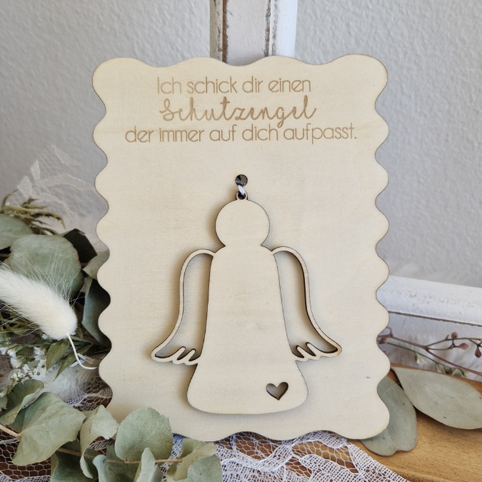 SVG Laserdatei Engel Schutzengel mit Halter Karte Anhänger Engelchen Glücksbringer SVG Datei – Bild 8