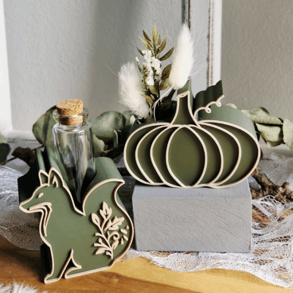 STL 3D Druck Datei Herbst Motive für Reagenzglas Blumen Kerzen oder Geld Autumn Herbstglück Herbstdeko Geschenkidee Fuchs Blatt Kürbis Igel – Bild 3