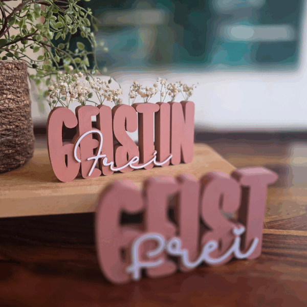 STL 3D Druck Datei 2er Set Schriftzüge Freigeist Freigeistin Schriftzug 3D-Datei 3D-Druck Vorlage – Bild 5