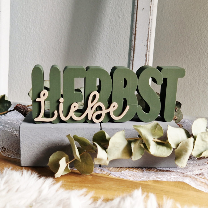 STL 3D Druck Datei 3er Set Herbst Schriftzüge Herbstglück Herbstliebe Herbstmoment 3D-Datei 3D-Druck Vorlage – Bild 4