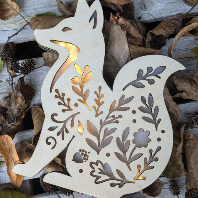 SVG Laser Herbst Datei Lichtfuchs Fuchs für Transparentpapier Leuchtfuchs Lichterkette Lichtdatei Leuchtdatei Laserdatei SVG Datei – Bild 3