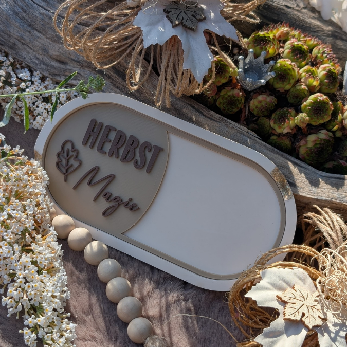 STL 3D Druck Datei 4er Set Herbst Einleger für ovale Dekoteller Herbstglück Herbstliebe Herbstmoment 3D-Datei 3D-Druck Vorlage – Bild 11