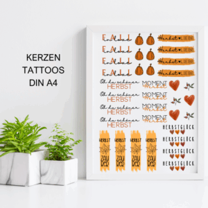 Herbst bunt PDF Kerzen Tattoo Vorlage A4 Kerzentattoos zum selber drucken Kerzensticker DIGITALE DATEI Kerzenfolie Kerzenvorlage