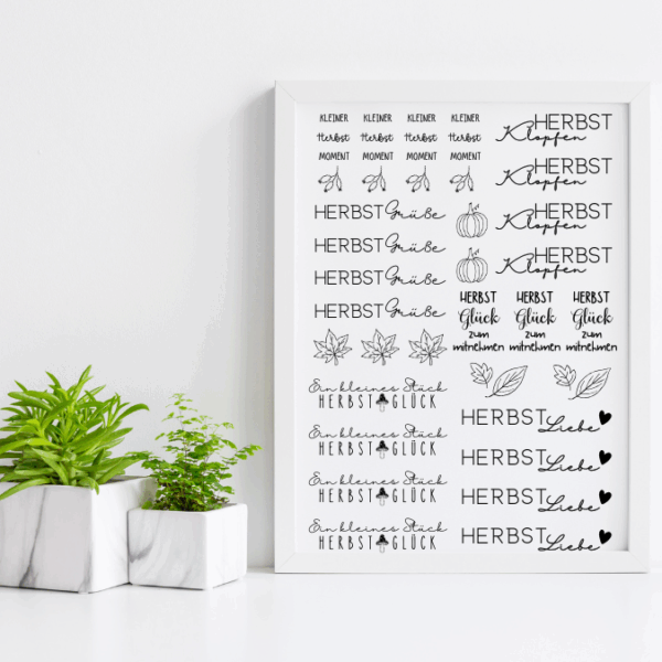Herbst schwarz weiss PDF Kerzen Tattoo Vorlage A4 Kerzentattoos zum selber drucken Kerzensticker DIGITALE DATEI Kerzenfolie Kerzenvorlage