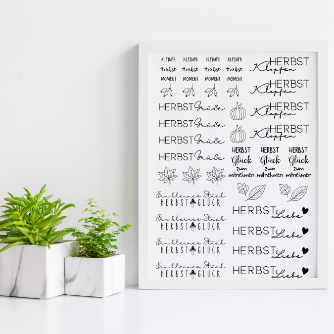 Herbst schwarz weiss PDF Kerzen Tattoo Vorlage A4 Kerzentattoos zum selber drucken Kerzensticker DIGITALE DATEI Kerzenfolie Kerzenvorlage – Bild 2