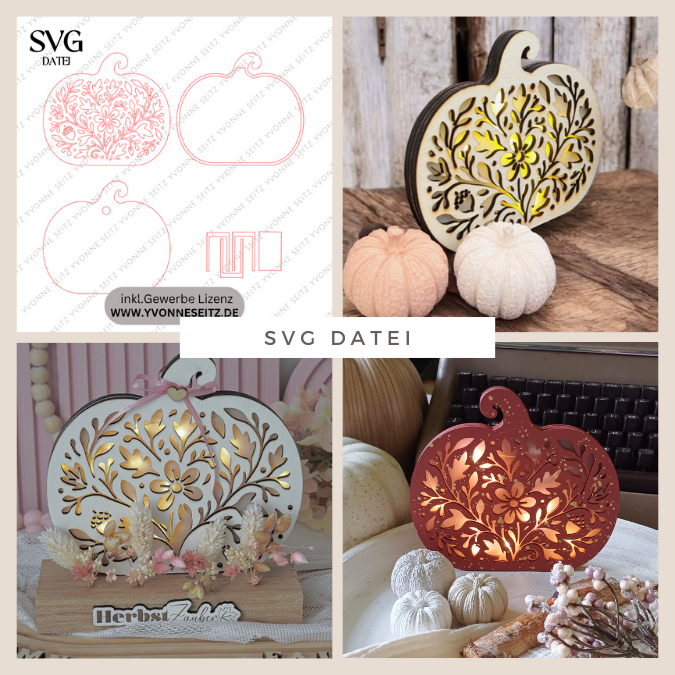 SVG Laser Herbst Datei Kürbis Lichtkürbis für Transparentpapier Lichterkette Lichtdatei Leuchtdatei Laserdatei SVG Datei