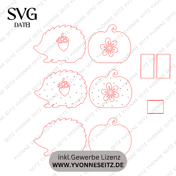 SVG Laser Herbst Datei Minis für Lichtkugeln LED Licht Igel Kürbis Boho Skandi Herbstin der Tüte geschenkidee Laserdatei SVG Datei – Bild 2