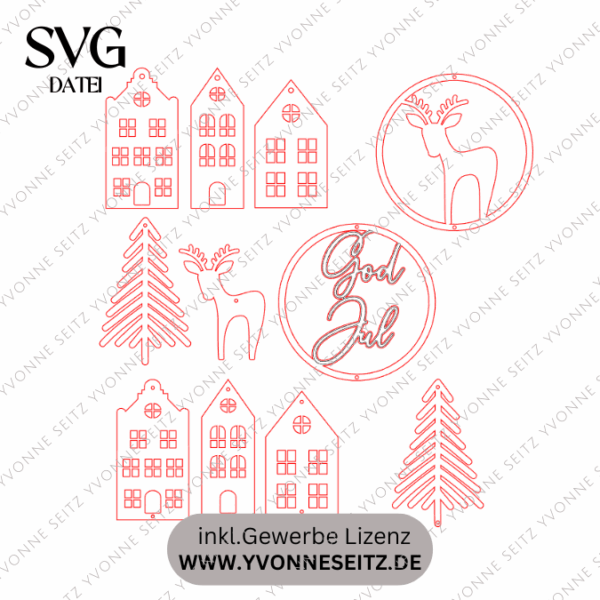 SVG Laser Datei Winter Skandi Scandi Aufhänger Anhänger Deko für Wand und Fenster Sonnenfänger Hej Scandinavian Deko Geschenkanhänger – Bild 2
